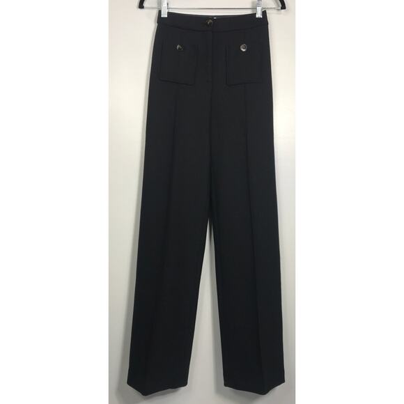 New Sezane Dan Trouser Pants Black 32 US 0 Wool Blend NWT - Picture 13 of 15